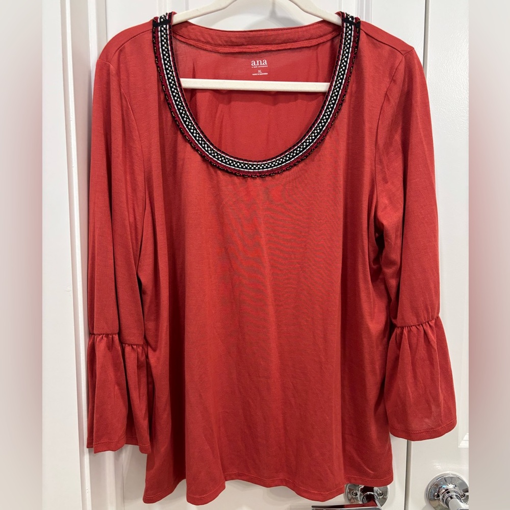 a.n.a. Top with Beaded Detailing